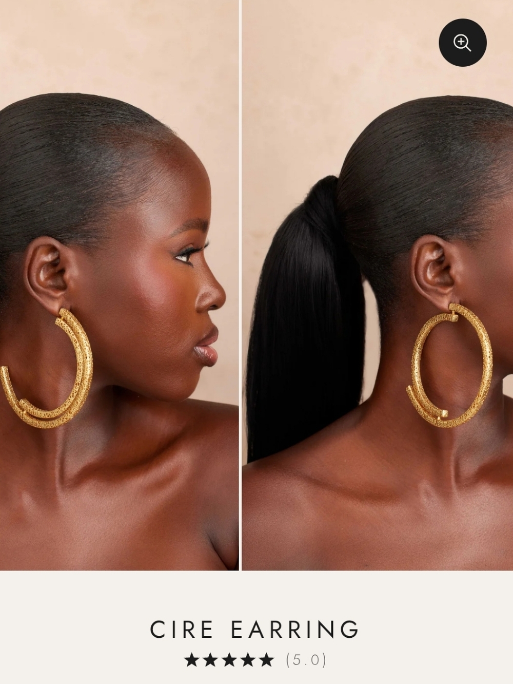 Cire Textured Double Hoop Khoi Earrings - Gold